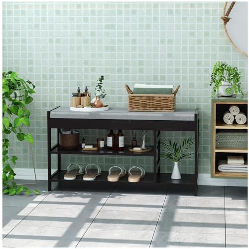 2-Tier Shoe Rack Bench with Flip-Top Storage, 36" Entryway Bench with Seat - Image 4