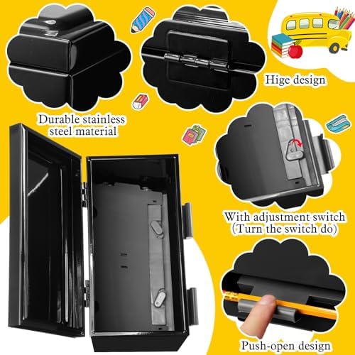 Mifoci 8 Pcs Pencil Dispenser for Classroom Stainless Steel, Black - Image 3