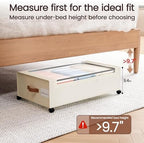 Yecaye 82L Under Bed Storage Containers, Fits 9.4" Under Bed, 2 Pack, Beige - Image 3