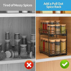 BOIVSHI Spice Rack, Pull Out Spice Racks Organizer for Cabinet, Height Adjustable Heavy Duty Metal Basket for Inside Cabinets & Pantry Closet (2 Tier,7.5''Wx10.5''Dx9.5''H) - Image 3