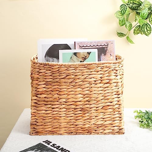 Tatuo Woven Magazine Holder Basket, Tall Seagrass Storage, Light Brown - Image 5