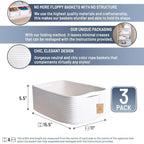 Woven Rope Baskets for Organizing, 3 Pack, 15.5 x 11 x 5.5" Storage Bins - Image 2