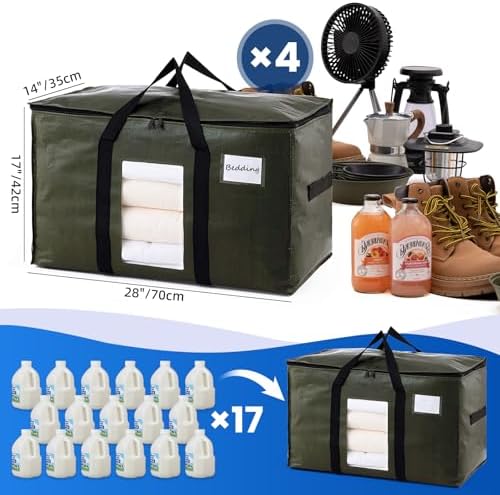 TAILI 4 Pack Green Extra Large Moving Bags,Storage Bag with Visible Window - Image 6