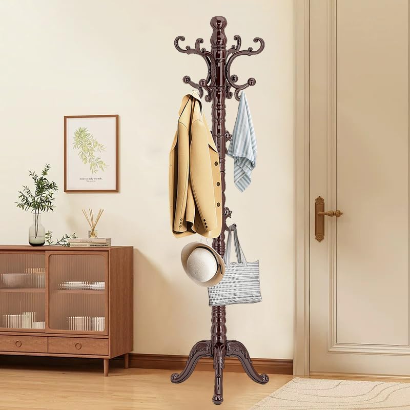 OIRUMIE Wooden Coat Rack, Vintage Coat Rack Frestanding for Entryway,Corner by OIRUMIECoatRackFreestanding