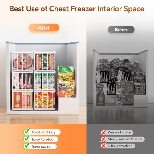 Freezer Organizer Bins, 3 Pack Enlarged Baskets for 5-9 Cu.FT Deep Freezer - Image 5