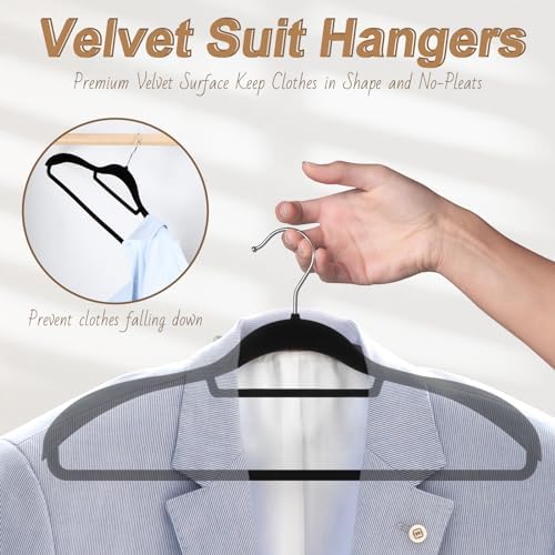 12 Pack Velvet Suit Hangers for Men with 360° Rotating Hooks - Image 2