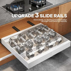 Seinloes 4 Pack Expandable (15.1"-26.3") Pull Out Cabinet Organizer 21" Deep With Raising Pad for Framed Cabinets,Upgrade 3 Slide Rails Slide Out Drawers,No Drill Roll Out Shelves Adhesive,White - Image 5