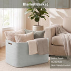 Large Laundry Basket/Hamper, 22"x17"x12", Light Grey Basket - Image 3