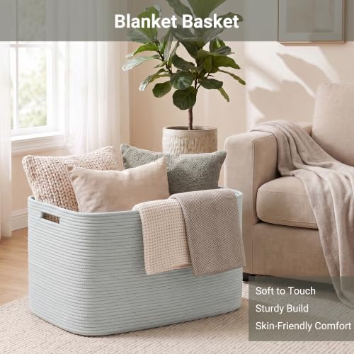 Large Laundry Basket/Hamper, 22"x17"x12", Light Grey Basket - Image 3