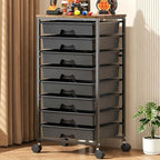 Goovilla Rolling Cart with 8 Drawers for Art, Dorm, Office, Craft, Black by Goovilla