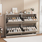 Grey Hidden Shoe Storage Cabinet for Entryway with 4 Flip Drawers - Image 3