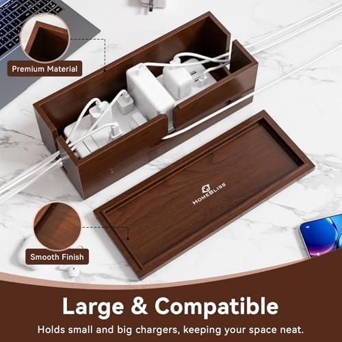 Large Cable Management Box-Stylish Wire Organizer, Wire Concealer and Wire Management Box-Wire Management Box with Protective Sleeve (Black) - Image 2