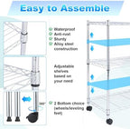 Whitmor 3 Tier Storage Shelves, Heavy Duty with Wheels, 200 lbs Capacity per Shelf, Max 600 lbs Total, Adjustable Shelving Unit for Garage, Kitchen, Bathroom, 24" L x 14" W x 30.5" H, Chrome - Image 4