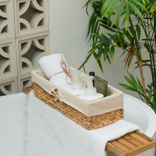 Tank Topper Storage Baskets - Woven Wicker Basket for Toilet Paper Holder, Baskets for Vanity, Bathroom, Pantry Organizing, or Coffee Table Decor Pack of 02 Waterhyacinth - Image 4