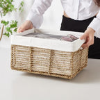 Vagusicc Wicker Storage Basket, 6 Pack Seagrass Baskets for Organizing, Wicker Baskets with Handle, Rectangular Woven Basket for Storage Shelves, Cube Storage Bins for Closet/Clothes/Dresser - Image 3