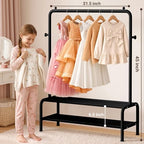 mirolam Kids Clothing Rack - Small Garment Rack - Small Kids Costume Wardrobe Rack with 2 Fabric Floors Storage Shelf - Mini Short Baby Toddler Clothes Rack - Image 6
