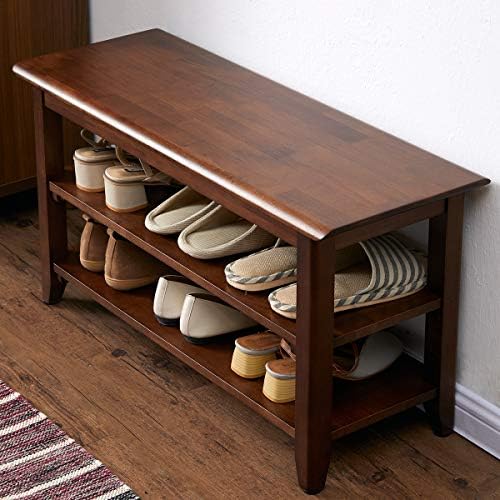 XKZG Shoe Rack Bench Wooden Shoe Storage Bench Entryway Bench, Brown, 31.5" by XKZG
