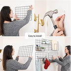 ODOXIA 2 Pack Wire Wall Grid Panel With Accessories | Includes Hanging Basket, Shelf & Hook Rack | Photo Grid Wall Panels | Hanging Home, Office & Kitchen Décor | Metal & Black - Image 4