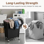 StorageWorks Laundry Hamper with Wheels, 210L Rolling Black Basket - Image 4
