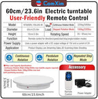 23.6In Remote Large Motorized electric turntable Rotating platform Photography Turntable Motorized lazy susan Base giratoria para for Photography,3D Scanner,Heavy duty display(Load Range:220~500lbs) - Image 2