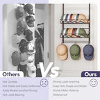 SWTYMIKI Over Door Hat Organizer - 3 Tier Wall Mounted Hat Rack with 2 Adjustable Metal Basket and 3 Hooks, Hanging Baseball Cap Organizer Storage Holds up to 29 Caps for Door, Bedroom, Closet - Image 3
