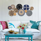 Tatuo 11 Pcs Boho Wall Basket Decor Woven Wall Hanging Art, Blue - Image 5