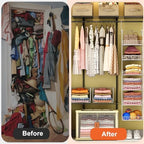 X-cosrack 6 Tier Closet Hanging Organizer, Clothes Hanging Shelves with 4 Hanging Hooks 5 S Hooks, Wire Storage Basket Bins, for Clothing Sweaters Shoes Handbags Clutches Accessories Patent - Image 6