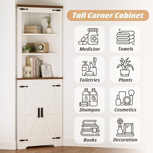 IRONCK 68'' Tall Corner Storage Cabinet with Doors and Shelves - Image 7
