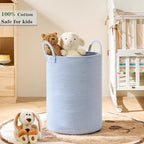 80L Large Blue Hamper Tall Woven Laundry Basket - Image 2