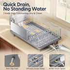 KINGRACK Stainless Steel Dish Drying Rack with Cup Holder for Counter, Grey - Image 4