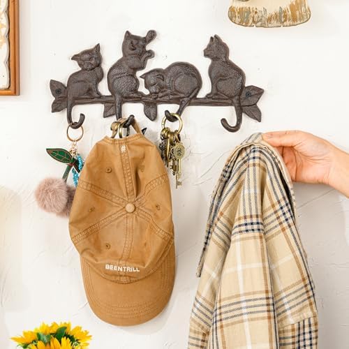 Sungmor Vintage Cast Iron Cats Coat Hook with 4 Hooks - Image 6
