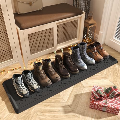 SUPENUIN Extra Large Boot Tray 48 Inch Boot Storage Heavy Duty Rubber Mats for Floor Waterproof Shoe Mat Tray for Entryway Multi Use Shoe Rug 16x47.5 Inches by SUPENUIN