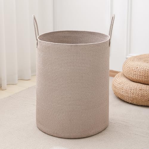 Laundry Basket Hamper Tall Rope Storage Woven for Blanket toys Dirty Clothes in Living Room Bathroom Bedroom (Tan, 60L/15.8Gal) by AMTOTAM