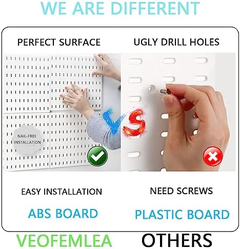 Pegboard Combination Kit, 8 Peg Boards and 30 Accessories Modular Hanging Black Pegboard for Wall, Office Organizer, Keys Holder, Nursery Storage, 44"x22" - Image 4