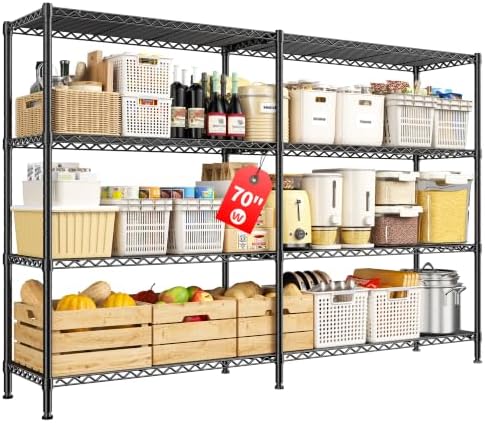 REIBII Metal Shelving, 70" W Space Saving&1240LBS Heavy Duty for Kitchen by REIBII