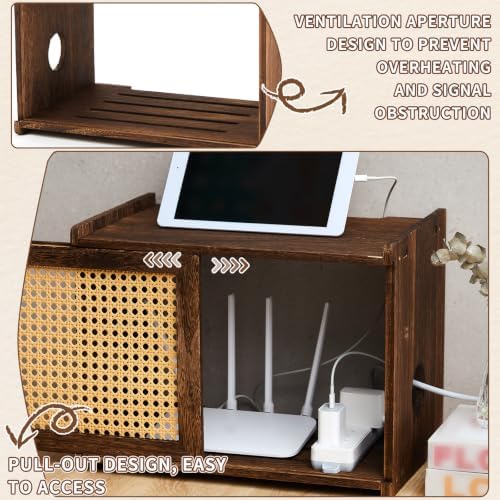 Wi-Fi Router Box Hider, Synthetic Rattan Decor, Wood - Image 4