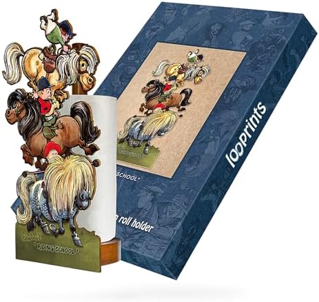 British Fun Toilet Roll Storage & Kitchen Towel Holder Wooden Stand | Thelwell Riding School | Novelty Kitchen & Bathroom Decor & Accessories | A Delightful Equestrian Home Gift for Girls & Women. - Image 2