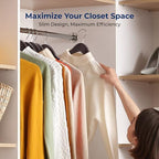 SereneLife Wooden Hangers 50 Pack - Durable & Slim Coat Hanger - Wood Hangers for Coats, Suits, Jackets, Closet & Pants - Suit Hanger with 360-Degree Rotatable Hook and Shoulder Grooves (Brown Color) - Image 4