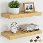 Dreamland Floating Shelves, Wall Mounted Shelves for Storage and Home Decor, Rustic Wood Shelves for Bathroom, Living Room, Bedroom and Kitchen, 16" x 6.7" Set of 2 by Dreamland
