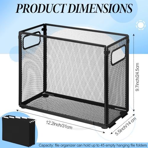 2 Pack Hanging File Holder, 10 Hanging Folders,Black,Small - Image 2