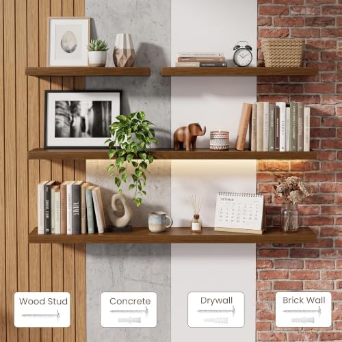 24 Inch Floating Shelves for Wall 2 Pack, Wood Wall Bathroom Shelves - Image 7