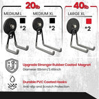 ULIBERMAGNET Heavy Duty Magnetic Hooks,Strong Large Magnet Hooks for Power Drill,Garden Tools, Hose,Pegboard,Garage,Workshop,6 Pack Magnetic Storage Hooks for Indoor Outdoor Hanging(Gray) - Image 5