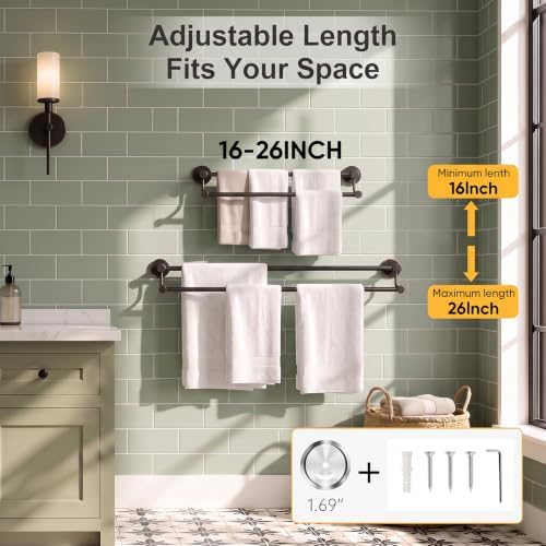 BESy Double Towel Bar Towel Rack for Bathroom Towel Rod Oil Rubbed Bronze - Image 5