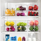 Qilinba Set Of 8 Stackable Pantry Organizer Bins, Clear Plastic Storage Bins for Home Edit Fridge Cabinet Organizing Storage Containers (4 Large and 4 Medium) - Image 3