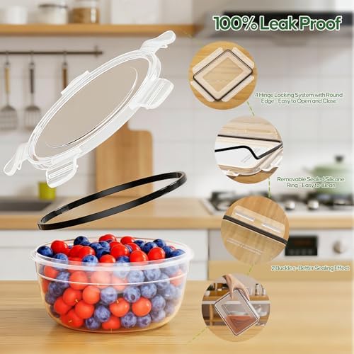 62 PCS Large Food Storage Containers with Lids Airtight Reusable Plastic - Image 4