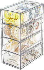 FABROK Clear Hair Accessory Organizer Box with 4 Drawers, Plastic by FABROK