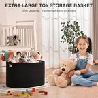 ICERZCZ Large Black Blanket Basket, Storage Baskets for Blankets, Woven Baskets for Storage, Woven Cotton Rope Basket for Toys, Clothes, Shoes, Books, Black, 25”x16”x16” (105L) - Image 5