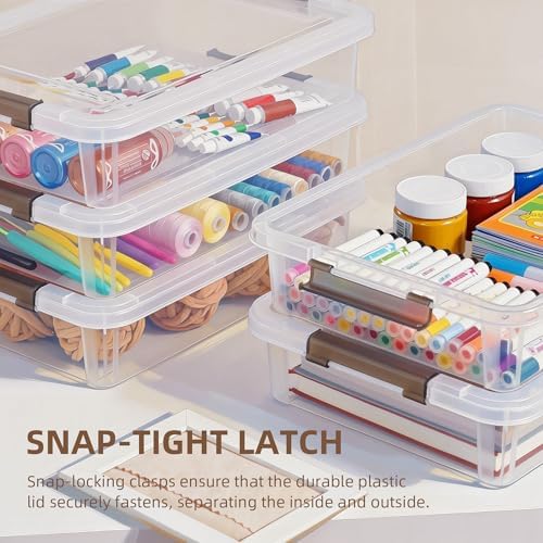 Citylife 3PC Storage Bins with Lids, Stackable Plastic Box, Paper Storage - Image 4