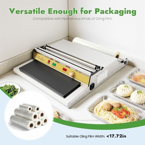 Film Wrapper Film Dispenser, Commercial Wrapping Machine Width Film Wrapper for Fruits Produce Vegetables, Suitable Cling Film Width: ＜17.72in - Image 2