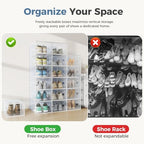 OLIXIS Shoe Storage Boxes, 15-Pack Clear Stackable Shoe Organizers with Lids, Sneaker Display and Storage Containers for Closet, Under Bed, Entryway, White - Image 6